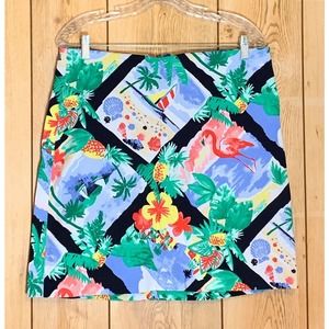 Talbots skirt Women’s 14P “Tropical Caribbean” Print Unlined Mint Cond. Beach